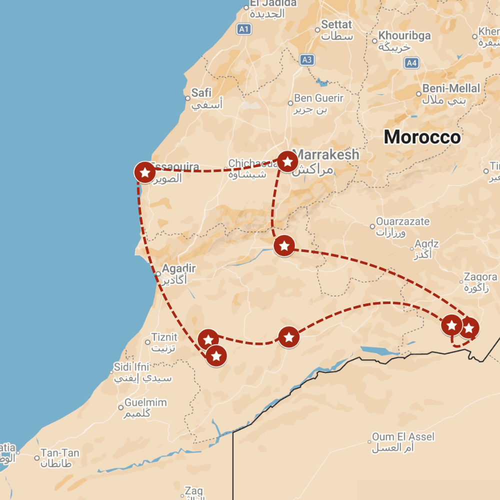 Illustrated route map for Between Desert Light and Atlantic Air